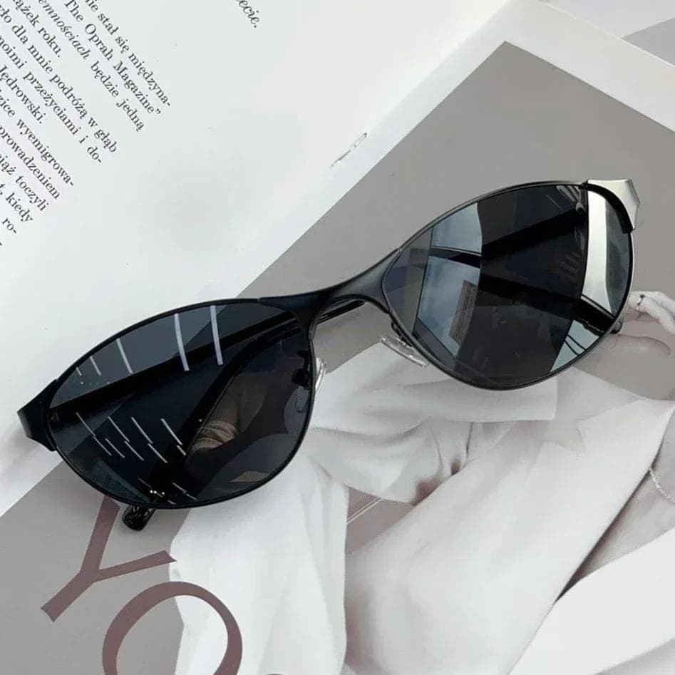 Unisex Vintage Metal Frame Sunglasses UV400 Protection Cat Eye Retro Hip Hop Eyewear for Men Women Outdoor