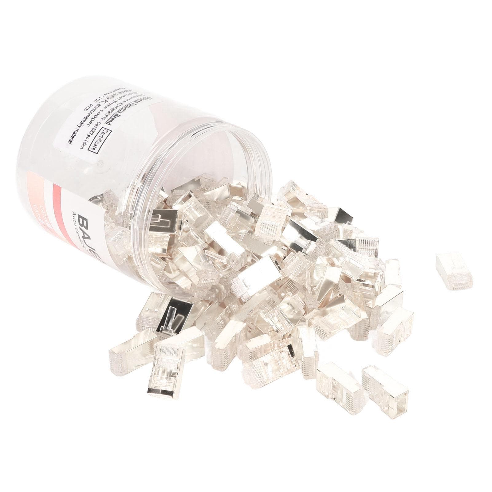 100pcs RJ45 CAT6e Pass Through Connectors Pure Copper Shielded Plug and Play 8P8C Ethernet Cable