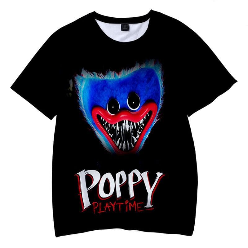 Poppy Playtime T-Shirts Huggy Wuggy Horror Game Cartoon 3D Print boy/girl O-Neck fashion T Shirt Kids Boys Tees Tops Clothing 120CM