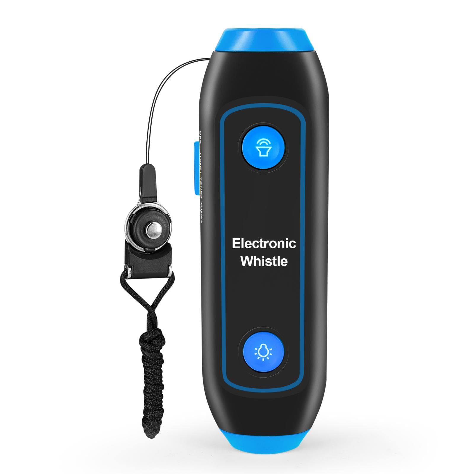 Electronic Whistle Handheld Electric Whistle with Lanyard SOS Light Flashlight for Coaches Referees blue
