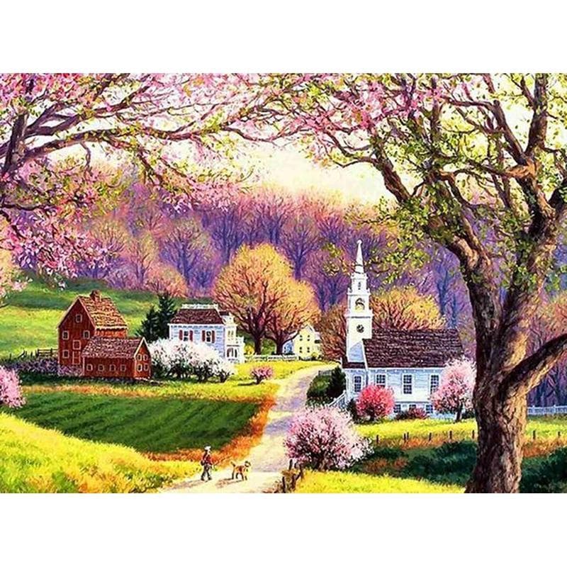 Diamond Embroidery Landscape Full Drill Home Decoration 5D Diamond Painting Countryside Cross Stitch 20X30CM