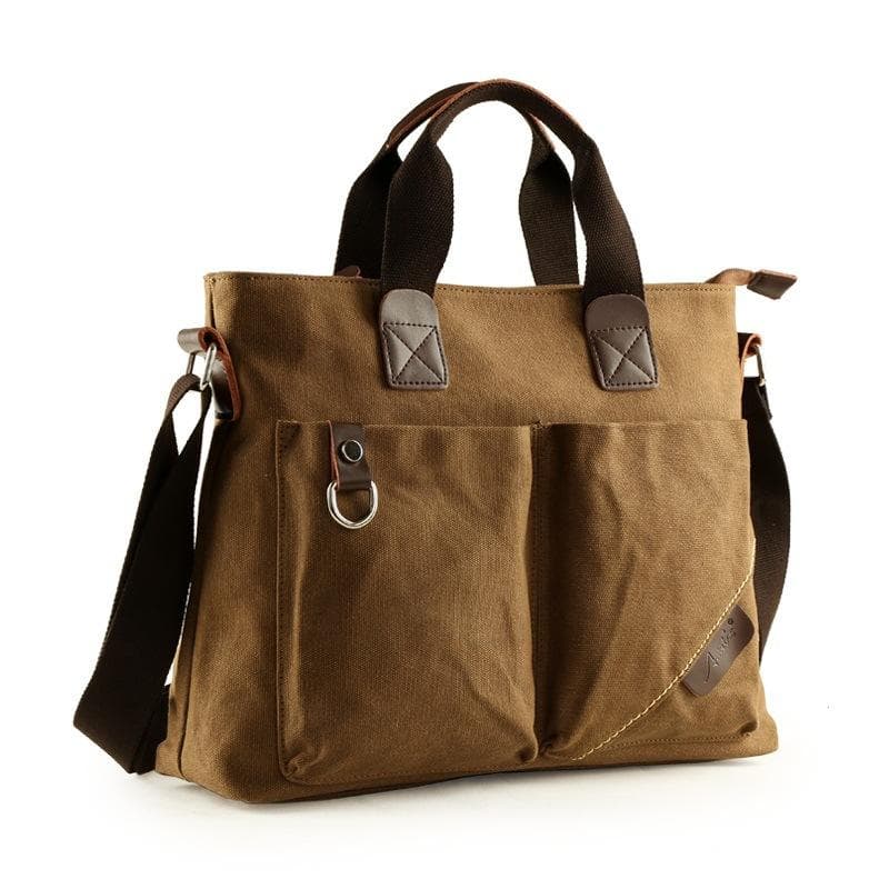 Men's Business Canvas Handbag, Outdoor Crossbody Bag, Men's Bag, Single-shoulder Bag, Student Casual Backpack 10-inch