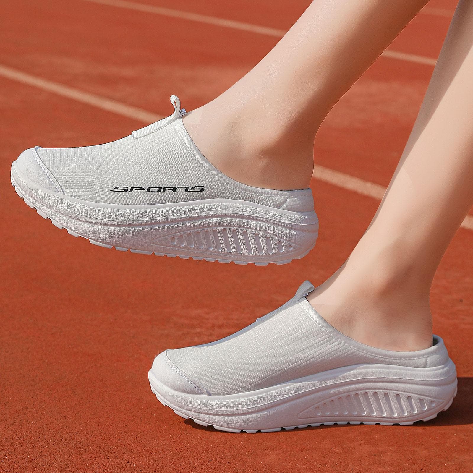 Women's Personality Half Slippers Fashion Casual Platform Light Comfortable Anti-slip Wear 42 white