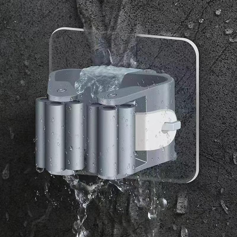 1/2/4 Modern Wall Mounted Mop and Broom Rack - No Drilling Required, Durable Plastic Storage Hooks 4pcs grey