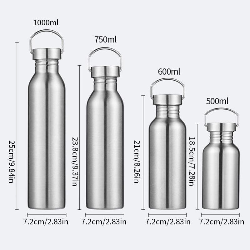 Stainless Steel Water Bottle Leak-proof Single Wall Large Capacity Wide Mouth Sports Water Bottles For Cycling Hiking Drinkware 600ml