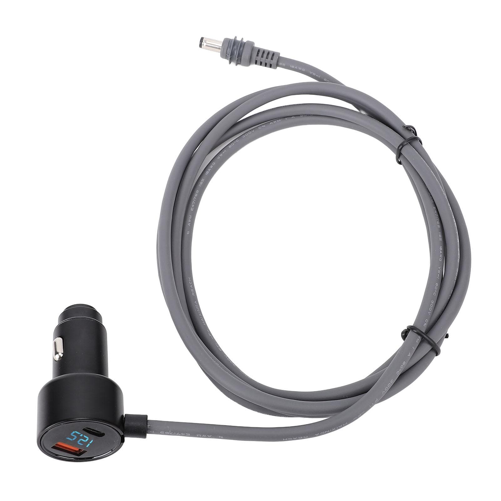 12V 24V DC to Car Cigar Lighter Extension Power Supply Cable with Digital Display for Car Truck RV 2m / 6.56ft