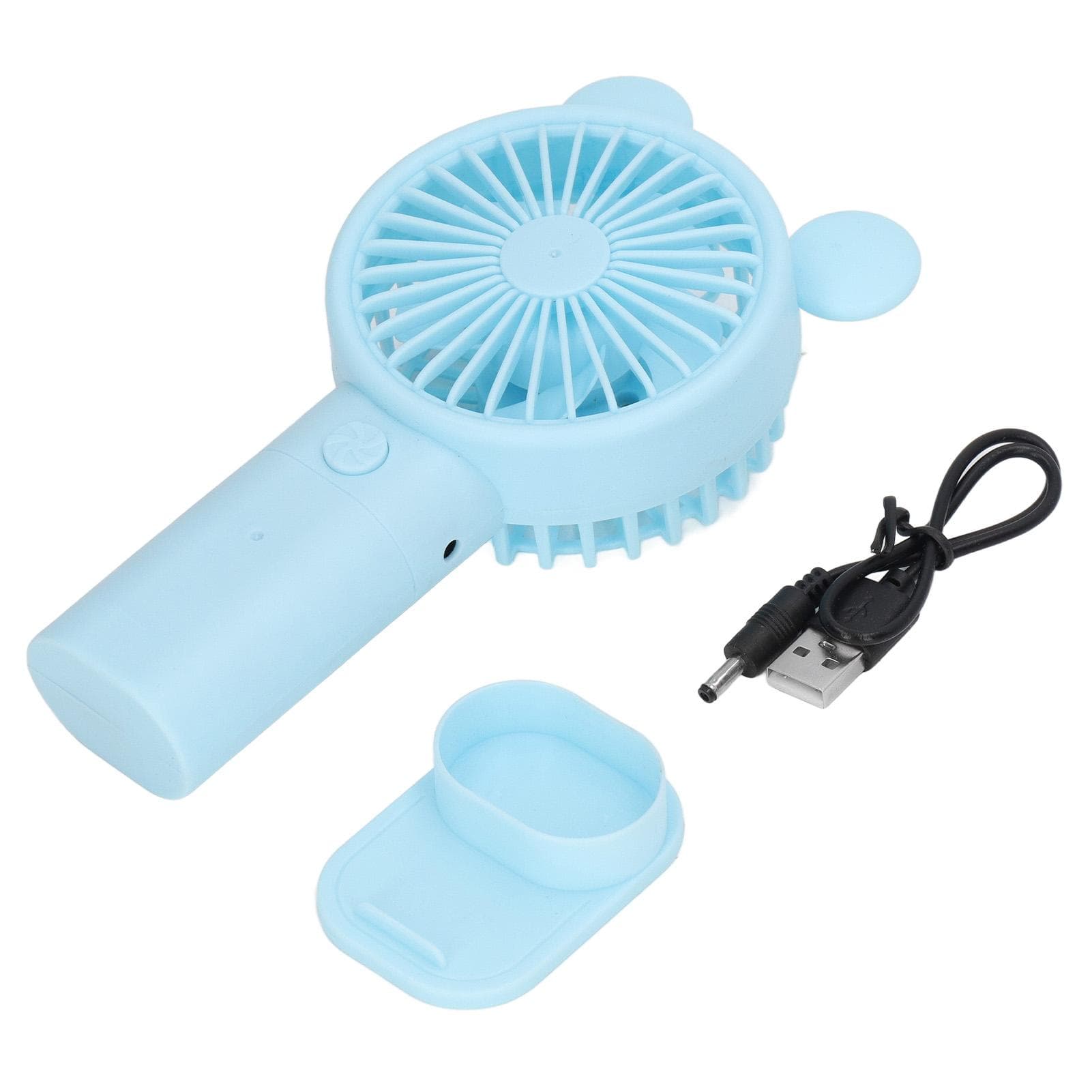 Mini Handheld Fan USB 1200mAh Battery Dual Drive Portable Handheld Fan Electric Small Fan White blue