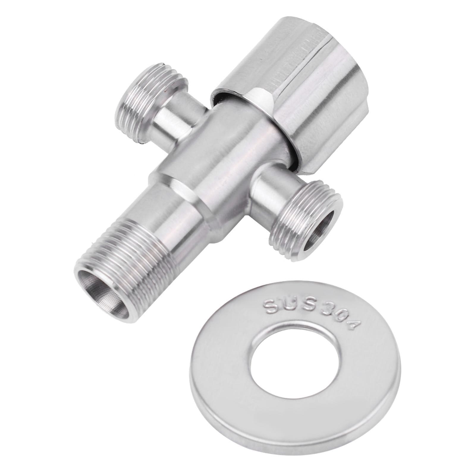 G1/2 Stainless Steel Bathroom Kitchen Faucet Angle Valve Water Stop Valve 1 Inlet 2 Outlet