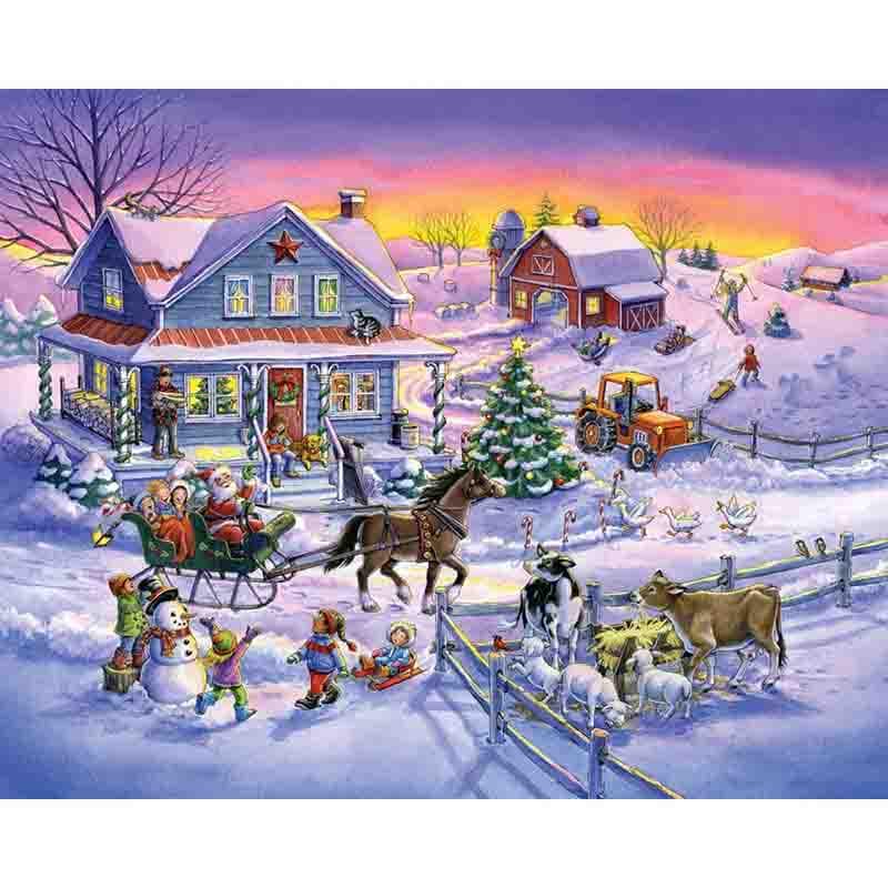 Diamond Painting Home Decoration Snowy Scenery Santa & SnowmanRhinestone Embroidery Cross Stitch 20X30CM