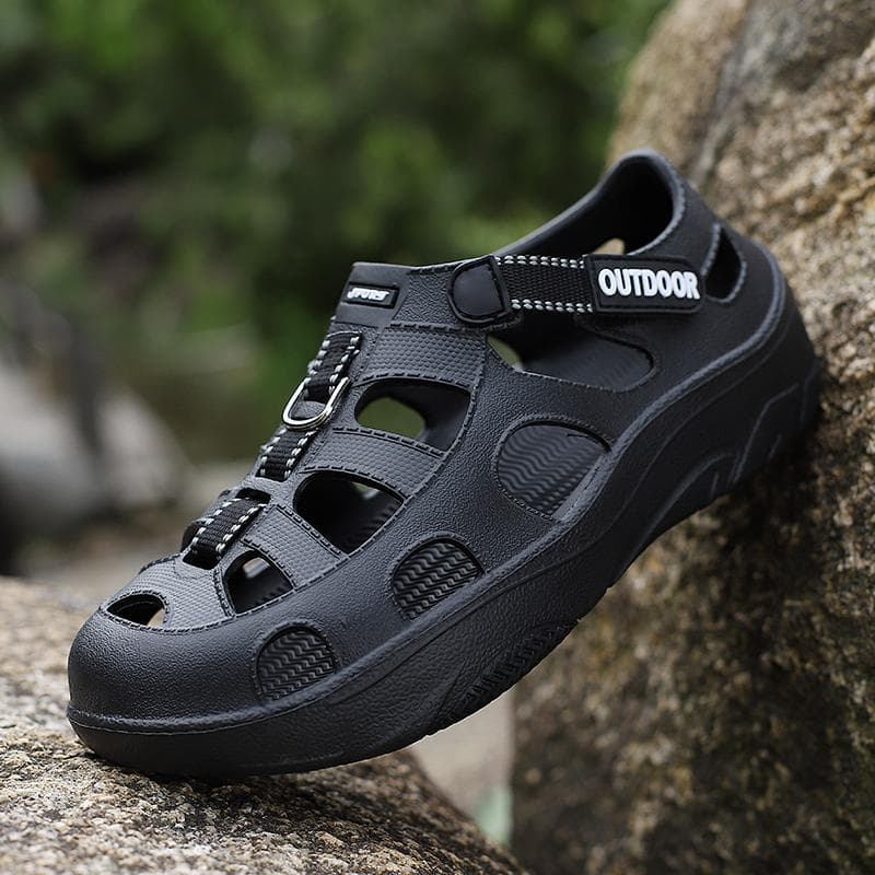 Summer Soft Men Beach Shoes Comfortable Platform EVA Sandals Utralight Outdoor Non-slip Thick Sole Men Sandals Zapatillas Hombre 40 black