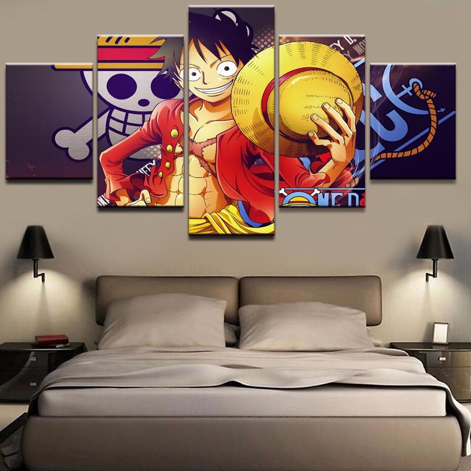 Prints Pictures HD Poster Wall Home Decoration 5 Panel One Piece Character For Living Room Artworks Canvas Cuadros Paintings 20x35cm*2 20x45cm*2 20x55cm*1