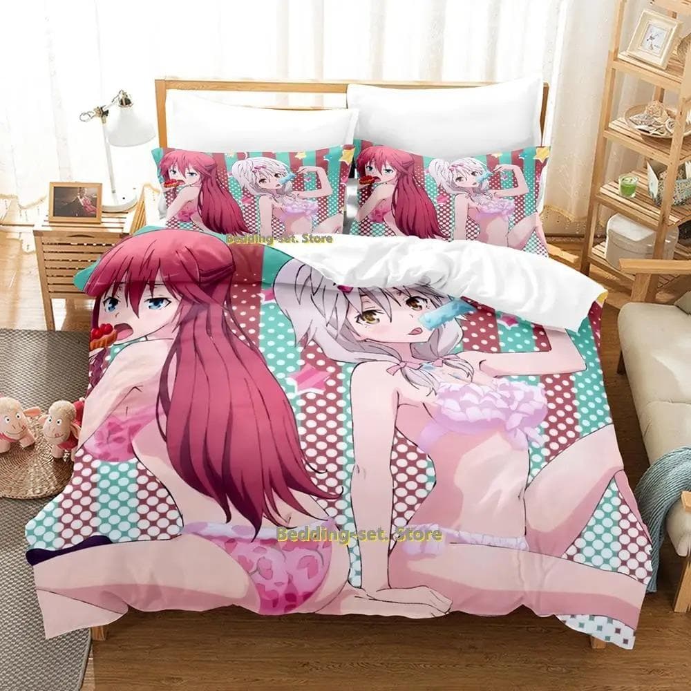New Lilith Asami Trinity Seven Bedding Set Cartoon Anime three-piece set Adult Kid Bedroom Duvetcover Sets 3D Kawaii Girl 70x133cm 2pcs