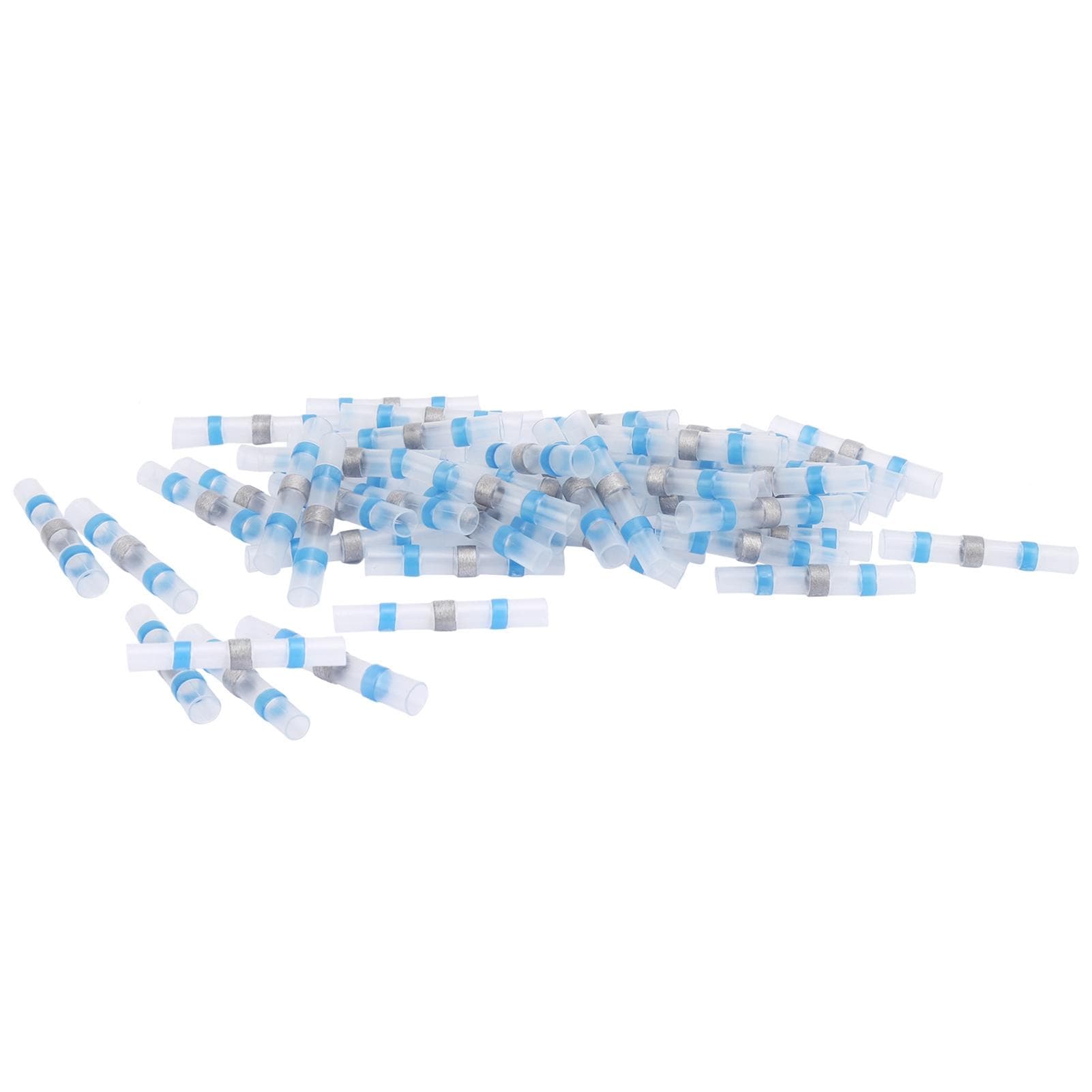 50Pcs SSTS31 Solder Seal Wire Connectors Sleeves Heat Shrink Butt Connectors Blue