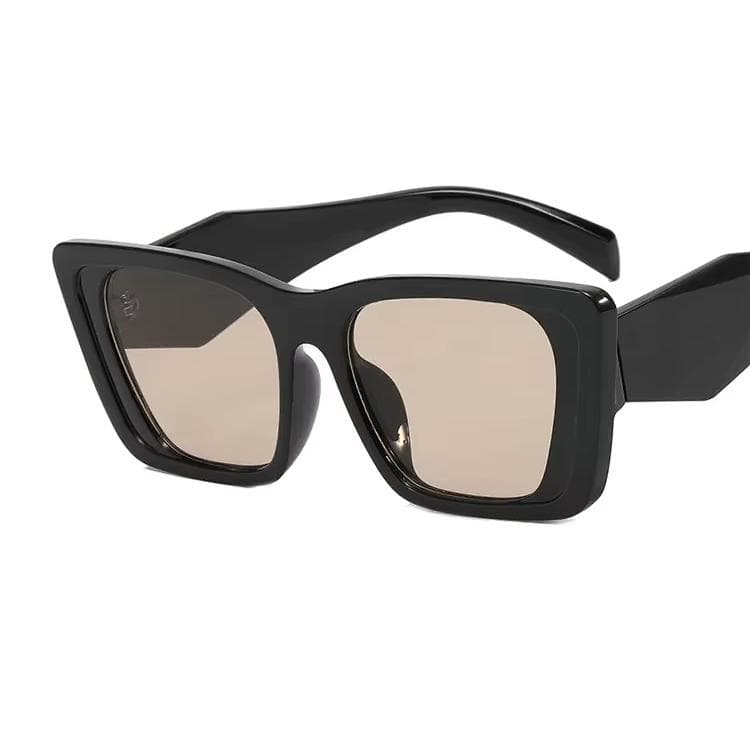 Vintage Cat Eye Sunglasses Women Men Fashion Square Sun Glasses Retro Black Cateye Design Cool Personality Unisex As Picture