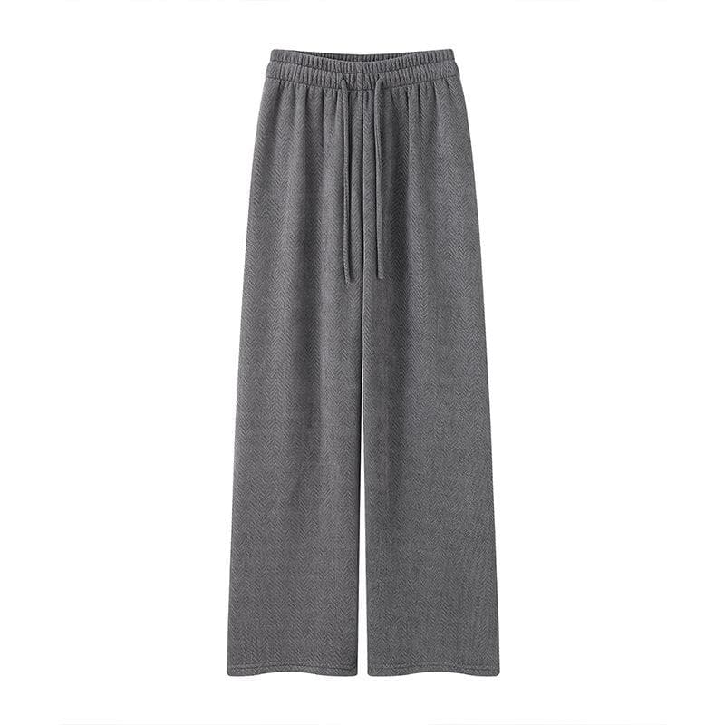 Wide-leg Pants Women's Autumn and Winter New Loose and Lazy Straight-leg Pants Drape High-waisted Velvet Pants XL