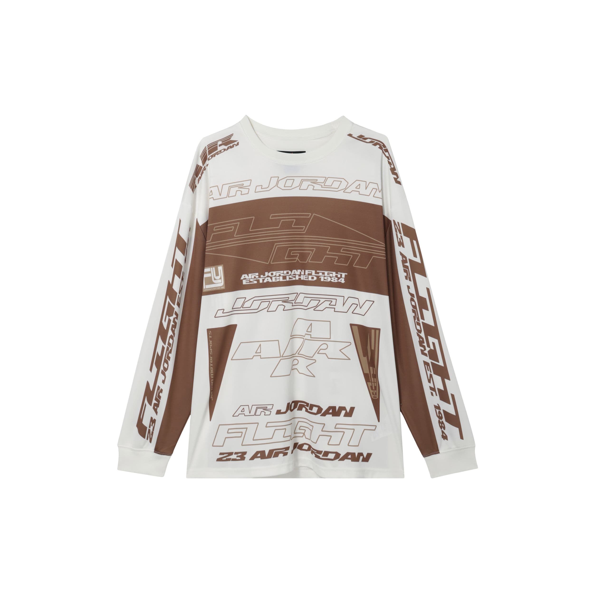 Jordan MVP Printed Casual Sports Crew Neck Pullover Long Sleeve T-Shirt Men Tops Sail Dark-Brown FV7240-133 S