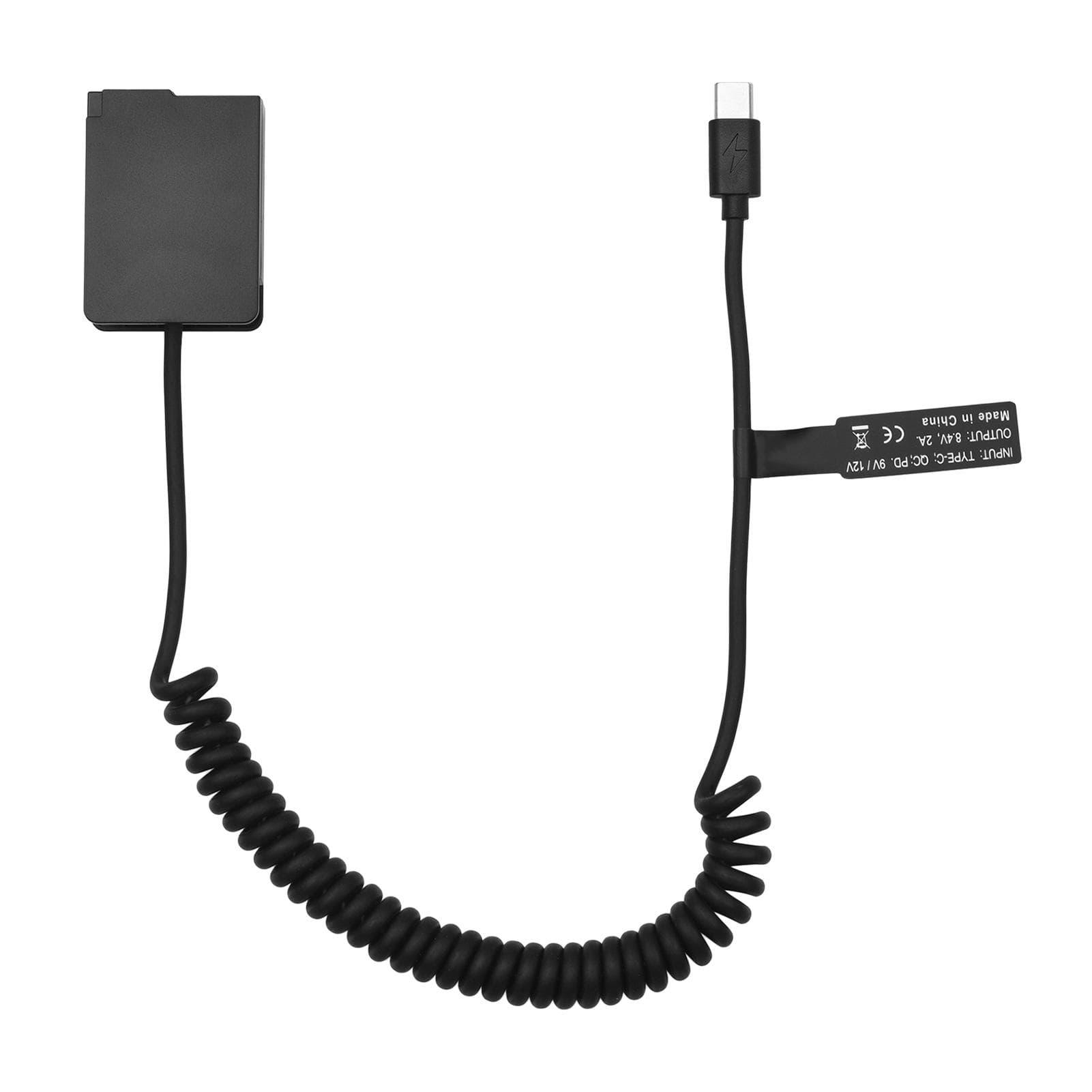 Andoer DMW-DCC8 Dummy Battery USB-C Coupler Adapter BLC12 Dummy Battery Coupler with USB Type-C black