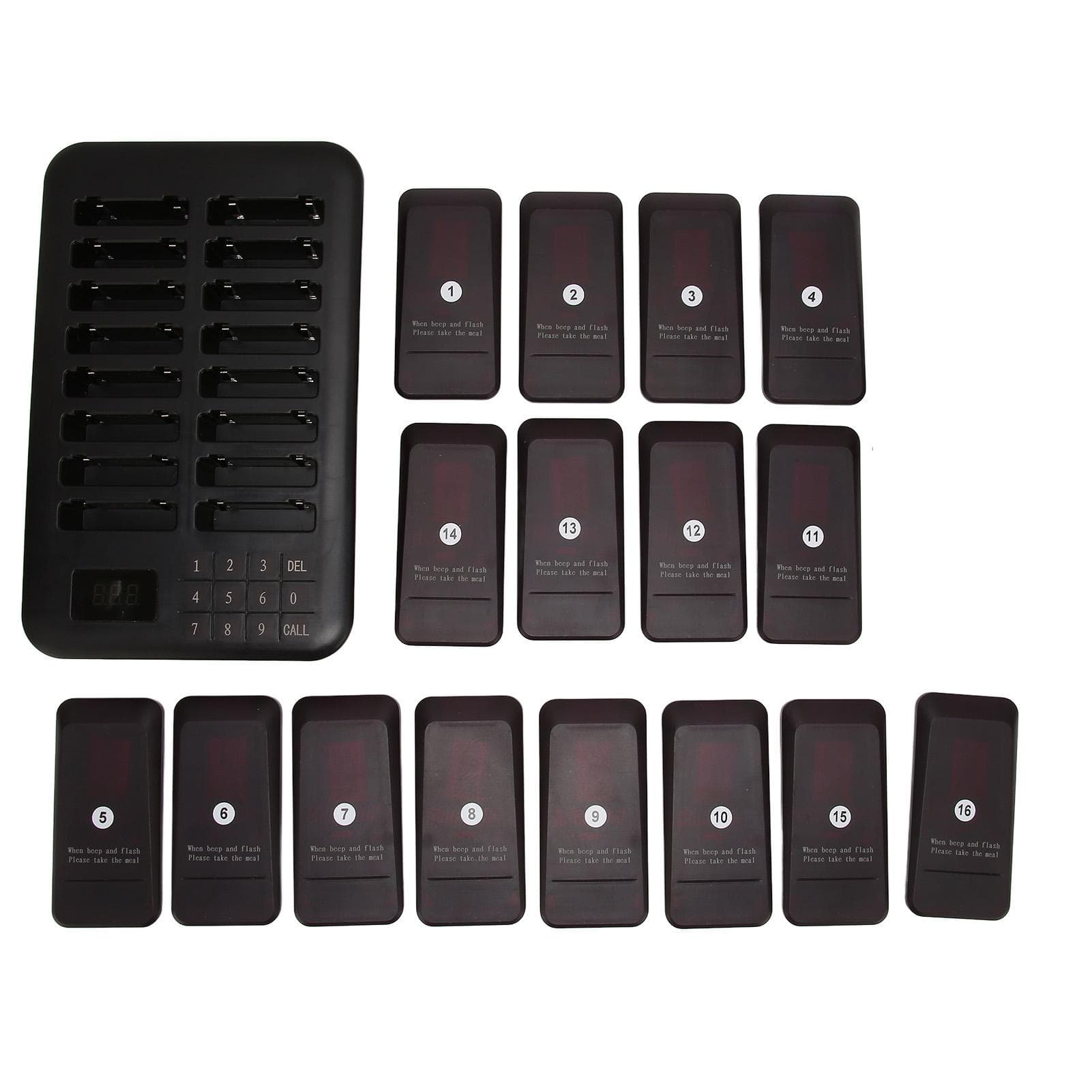 Wireless Calling System 1 Host Controls 16 Pager 800 Meters Transmission Waterproof Calling Pager US Plug