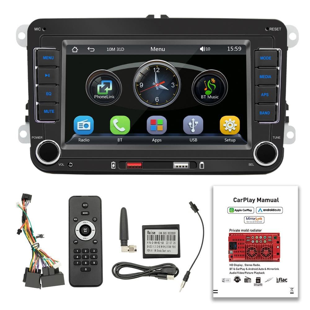 7 Inch Car Stereo MP5 Player Touchcreen BT AM/FM Radio Receiver with Android Auto Carplay Support Wired Carplay Only