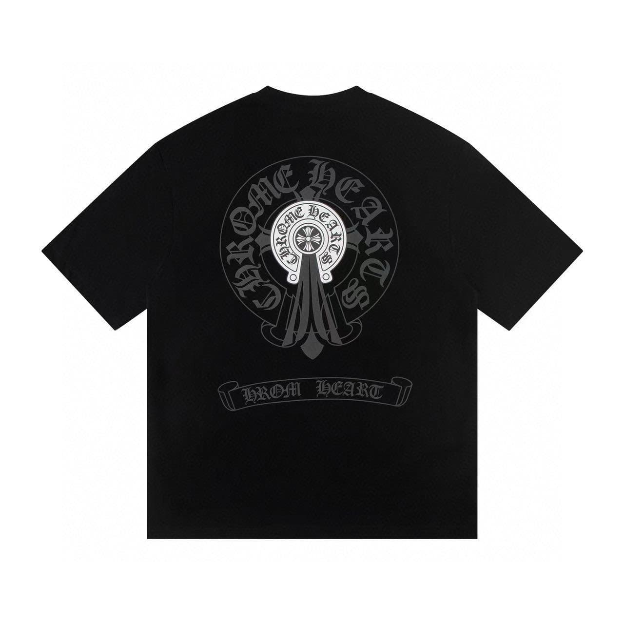W353 CHROME HEARTS 2026 Summer New High Quality Cotton Round Neck Loose Large Size Men's and Women's T-shirt Couple T-shirt M black