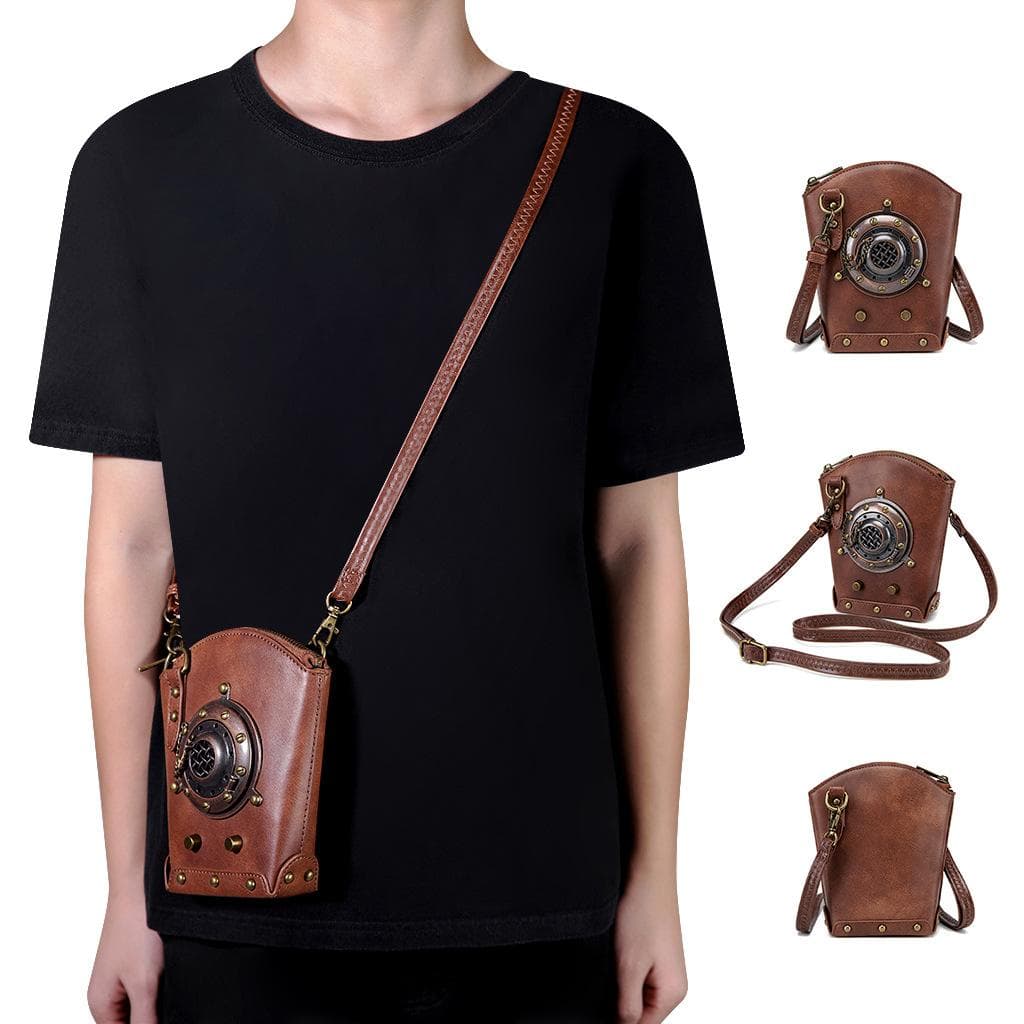 Original Niche Design Handbag, A Female Heavy Industry Metal-decorated Retro Style Mobile Phone Crossbody Bag