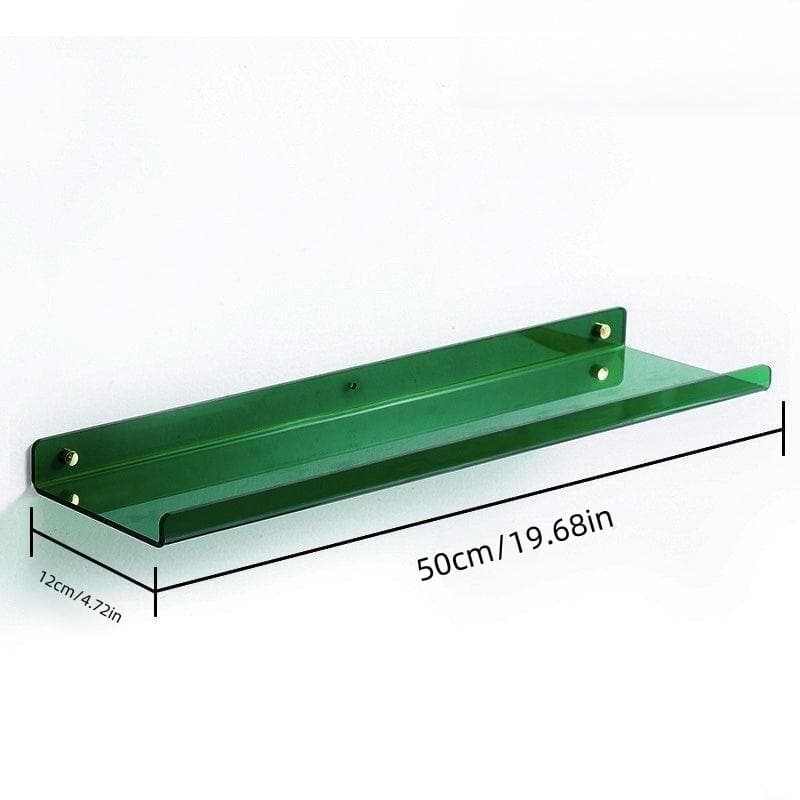 Color Acryl Wall Mounted Type Storage Rack Modern Bathroom Living Room Shelves Free Punching Wall Shelf Home Accessories 50cm x 12cm green