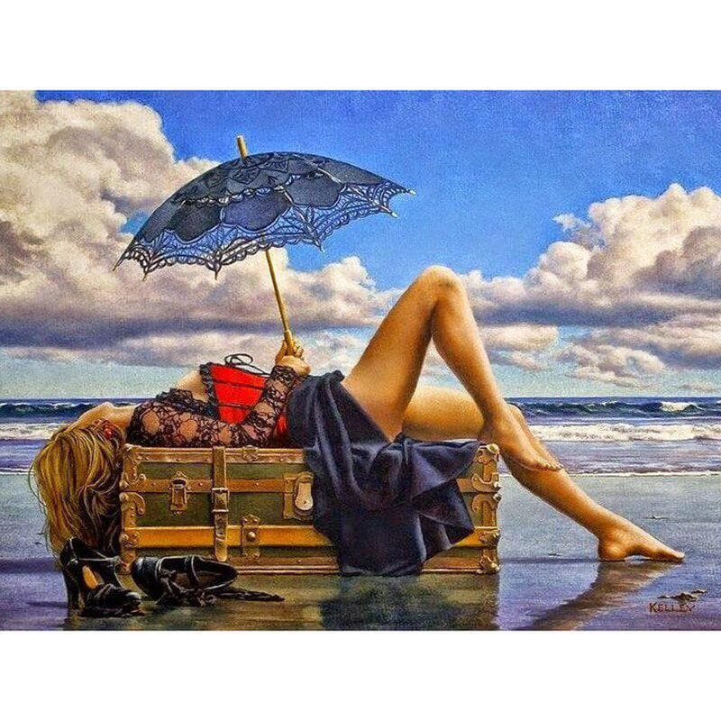 Diamond Embroidery Acrylic Sale Beach Beauty Sticker Full Drill Bedroom Decoration Factory Direct 20X30CM