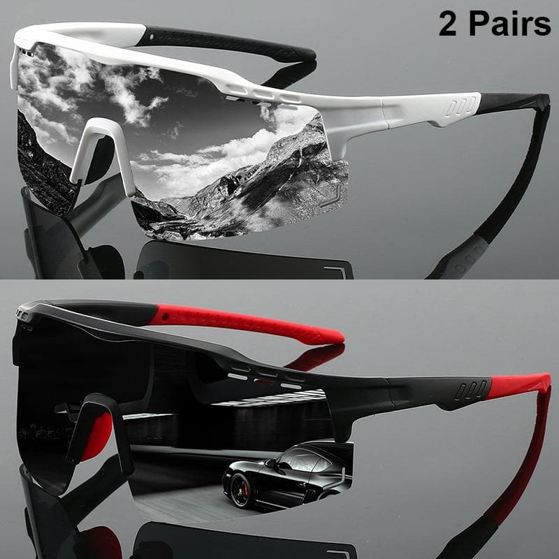 1 Pair Semi-rimless Sports Goggles Men Mirror Cycling Sunglasses Oversized Windproof Wrapped Round Anti-UV Shades without case