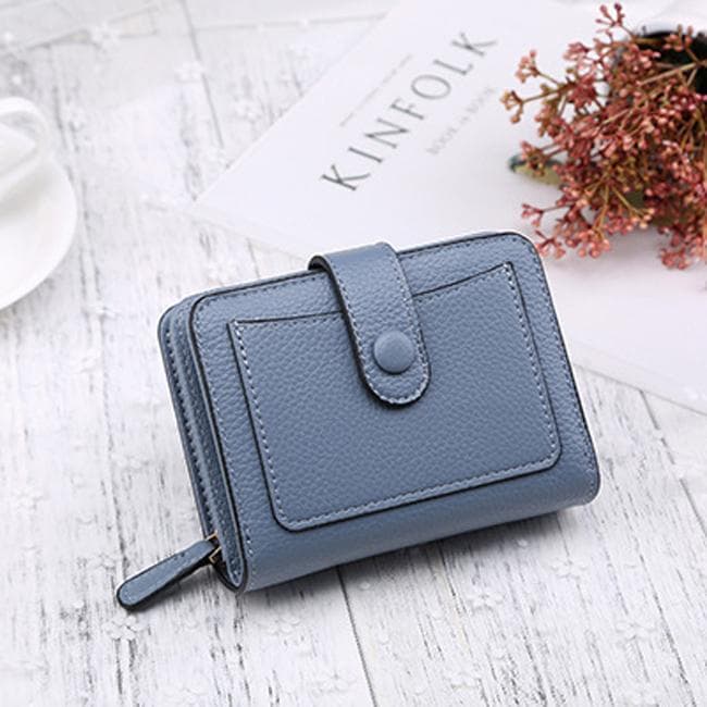 Women Wallets Cartera Small wallet Coin Purse Short zipper Hasp Wallet Fashion Female Leather Money Bag blue