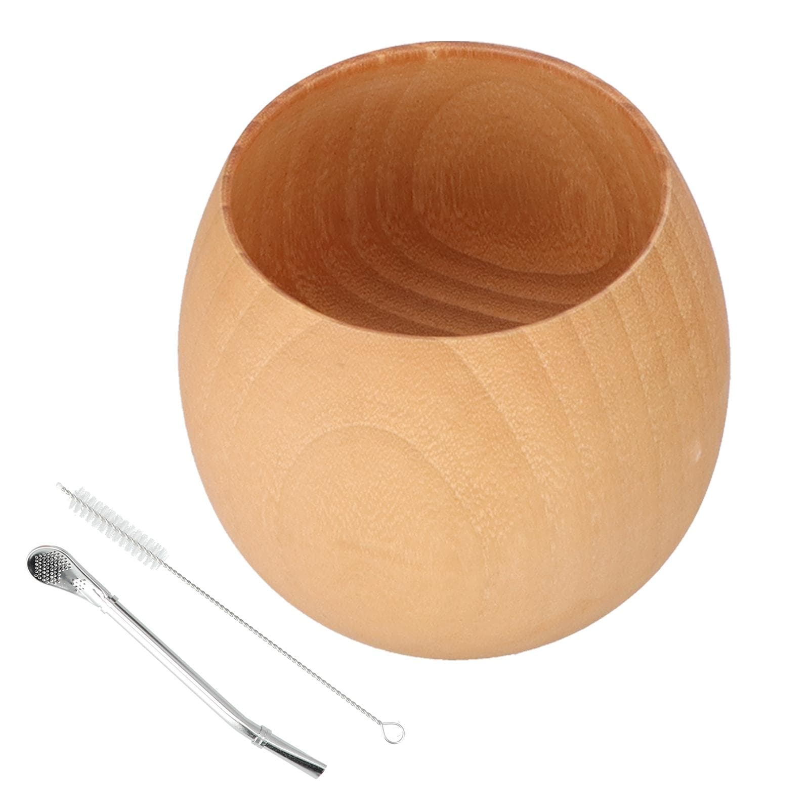 Wood Tea Set Wooden Natural Wooden Tea Cup with Cleaning Brush and Spoon for Home Tea Shop(Light