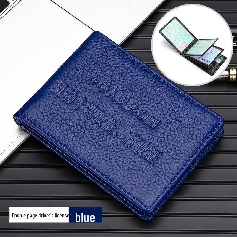 Ultra-Thin Genuine Leather Driver's License and ID Holder - Top Layer Cowhide Cover
