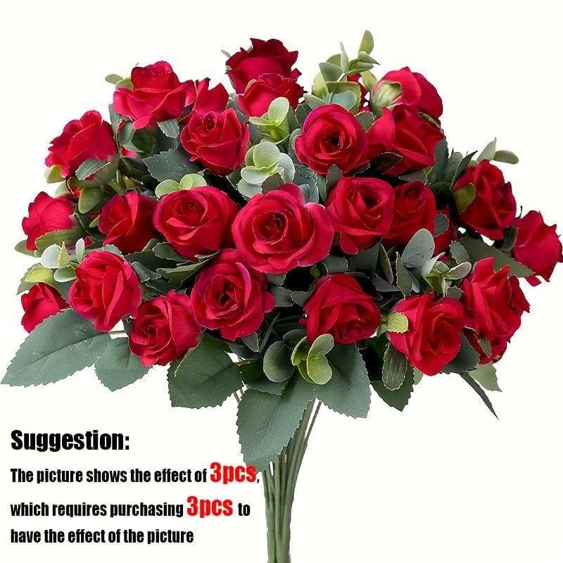 10-Head Artificial Rose Bouquet for Weddings and Parties red