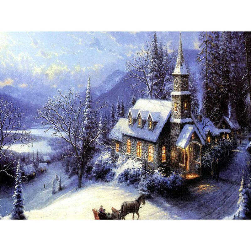 5D Diamond Embroidery Rhinestone Diamond Painting Pasted Paintings Cross Stitch Kit European House 20X30CM