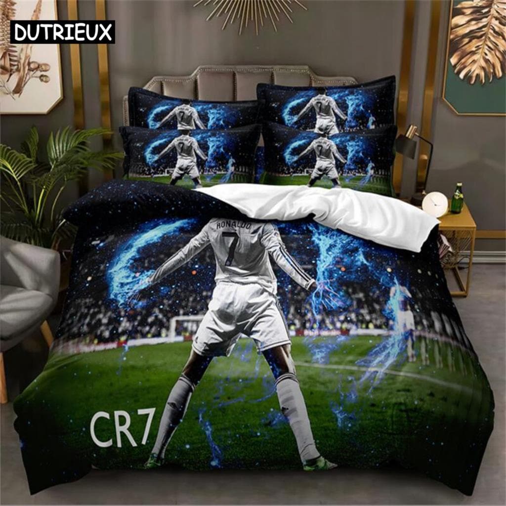 Football Star Bedding Set Duvet Cover Set 3d Bedding Digital Printing Bed Linen Queen Size Bedding Set Fashion Design EU single(135x200cm)&set