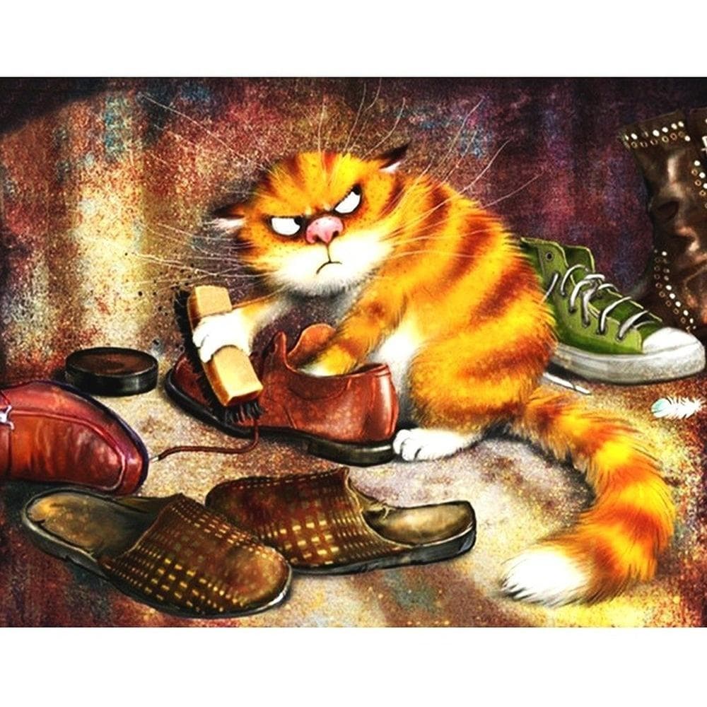 5D DIY Diamond Embroidery Mosaic Cat Home Decoration Cartoon Animal Diamond Painting 20X30CM