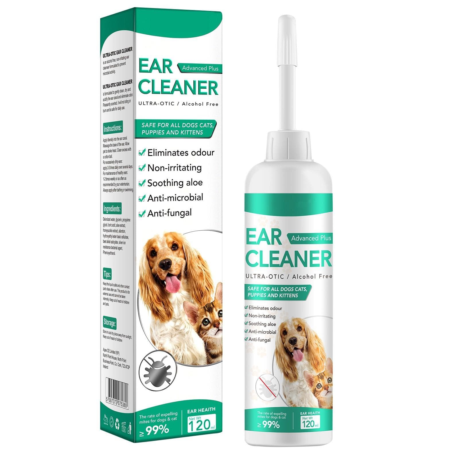 Ear Cleaner For Dogs Ear Cleaner For Dogs Ear Care For Dogs And Cats Dog Ear Drops Against Infections Antibiotics Itchy And Inflamed Ears 60ml/120ml