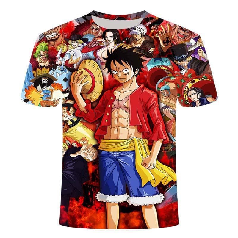 New Anime Peripheral Protagonist Luffy 3D Printed T-shirt One Piece Cartoon Men's T-shirt L