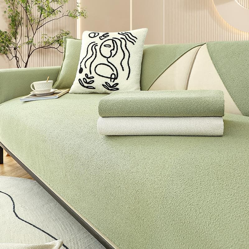 Thick waterproof Sofa Cover Plush Pure Color Anti cat paw Soft Towel Lamb Wool Non-slip Cushion for Living Room Home Decor 70x70cm 1pcs