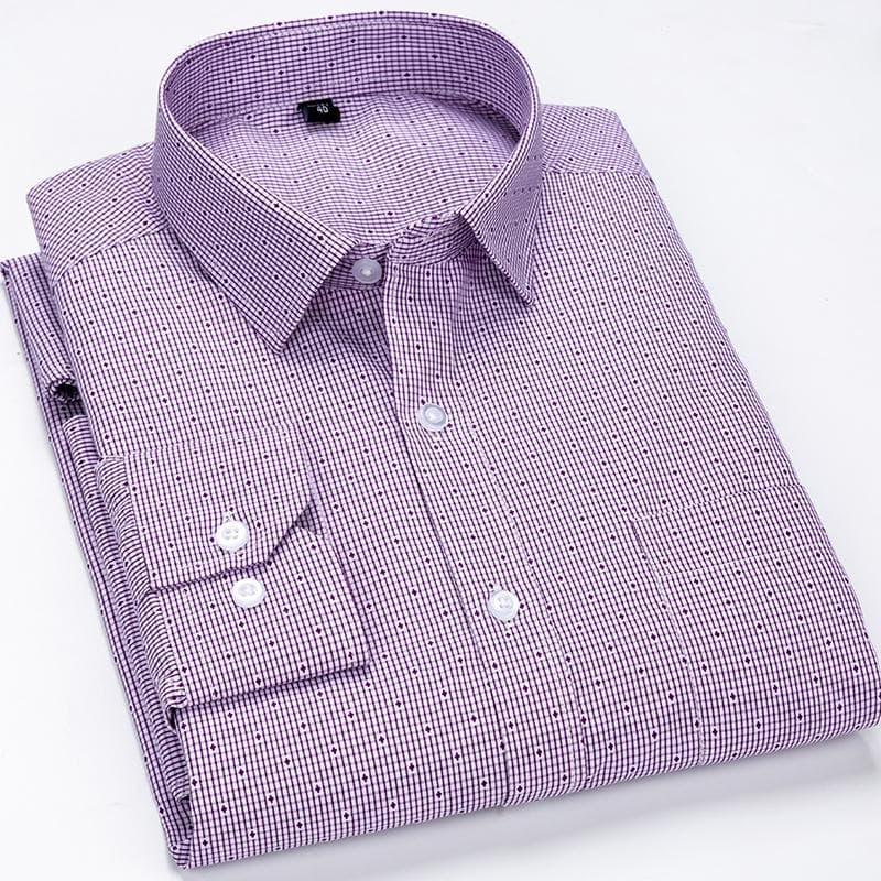 Striped Men Shirts Long Sleeve Regular Fit Classical Male Casual Shirt with Front Pocket 43
