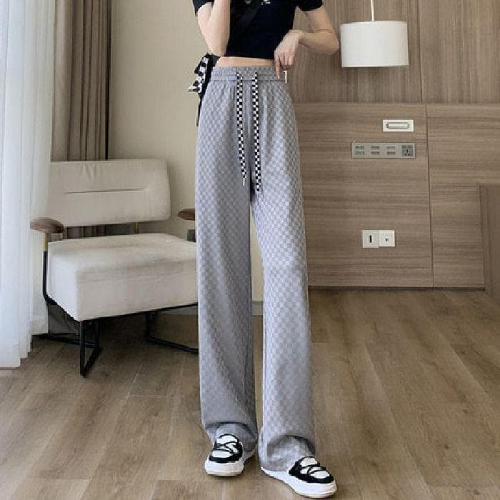 New Summer Thin Ice Silk Wide-leg Pants for Women High Waist Casual Pants Loose and Versatile Floor Straight Pants XXL