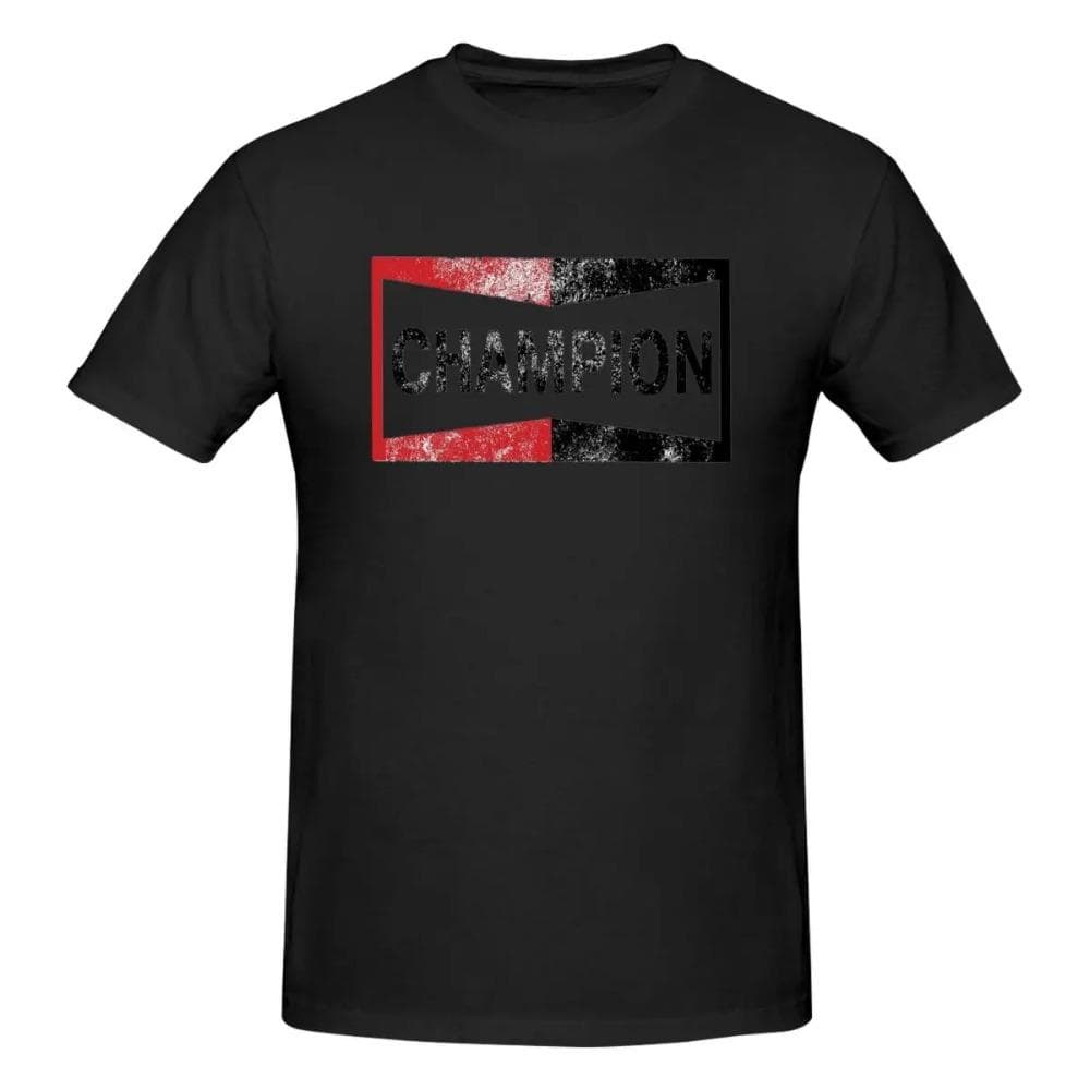 Round neck cotton short sleeved T-shirt with retro champion logo S black