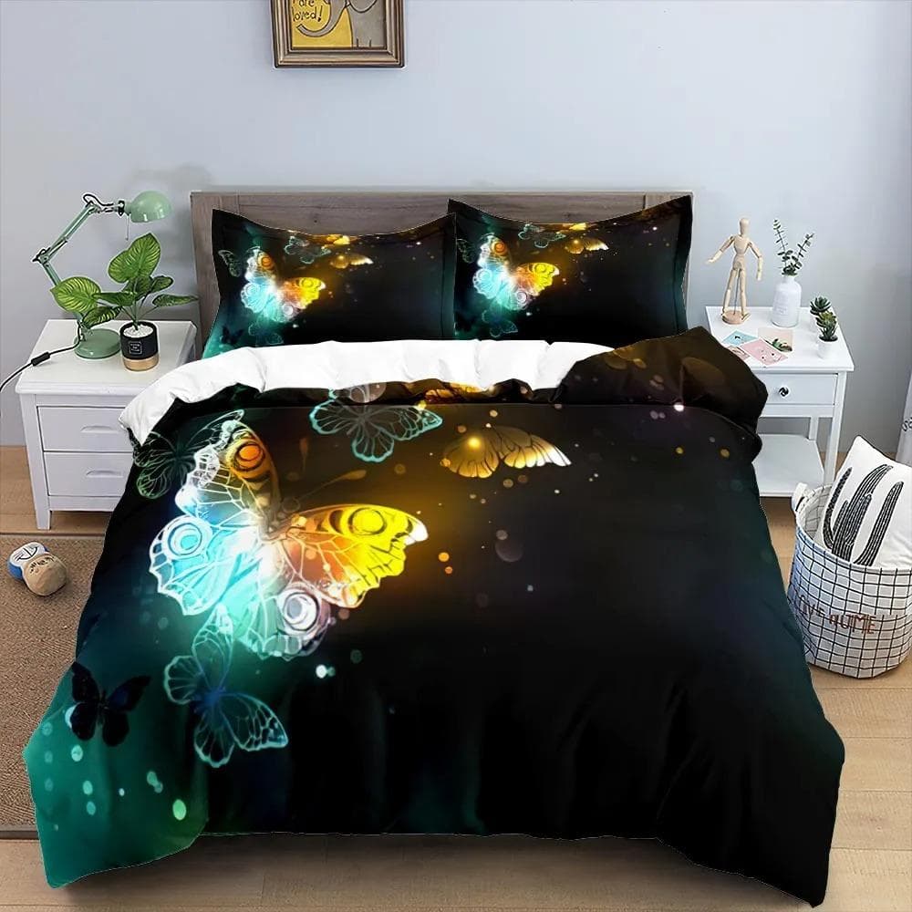 Butterfly Flower Bedding Set Boys Girls Twin Queen Size Duvet Cover Pillowcase Bed Kids Adult Fashion Home Textileextile 70x133cm 2pcs