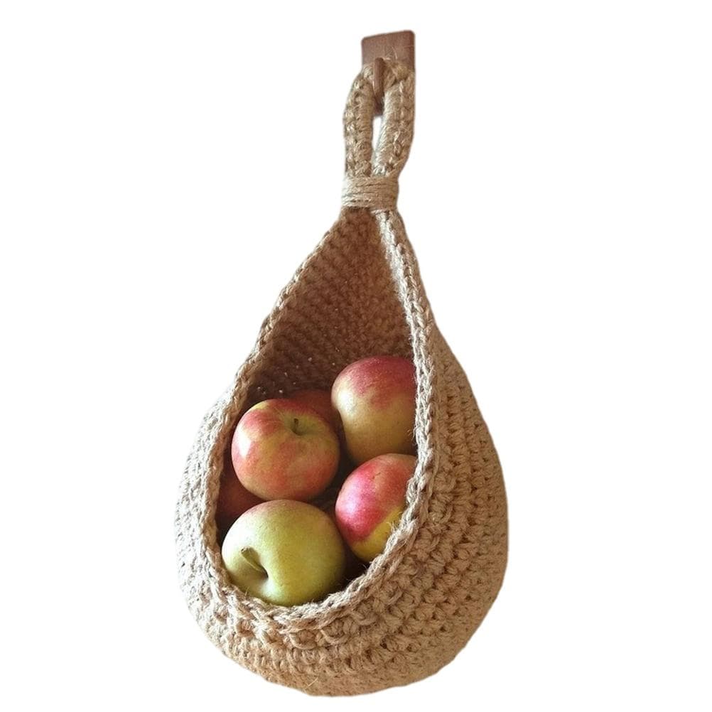 Hanging Wall Vegetable Fruit Basket Kitchen Hanging Storage Farm House Basket Bohemian Handwoven