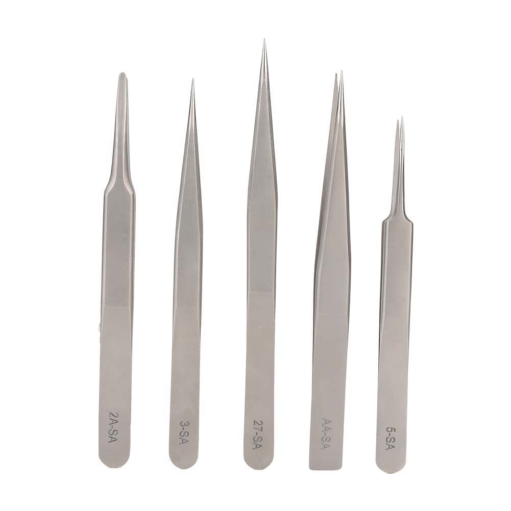 5Pcs/Set Stainless Steel Antimagnetic High Accuracy Tweezers Watch Repairing Tool