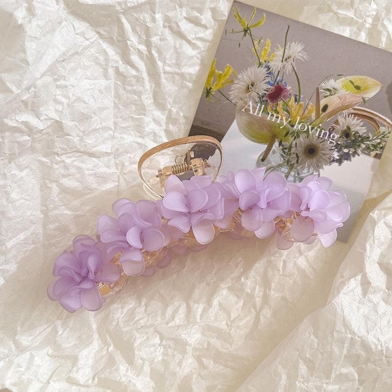 Fashion Elegant Flower Hair Claw Clips Resin Hairpins Hair Clip Acrylic Hairgrip for Women Hair Accessories 11cm purple