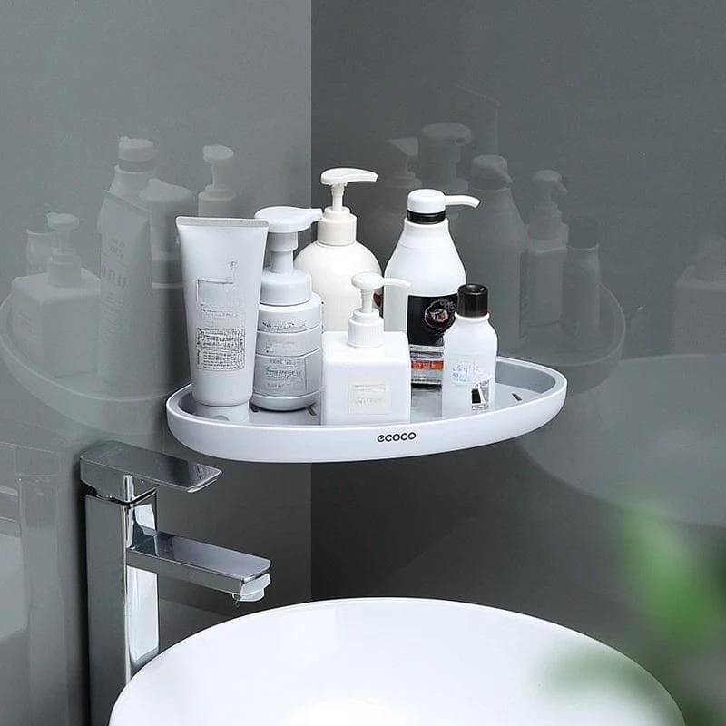 Corner Bathroom Organizer Shelf Shampoo Cosmetic Storage Rack Wall Mounted Kitchen Household Items Bathroom Accessories gray
