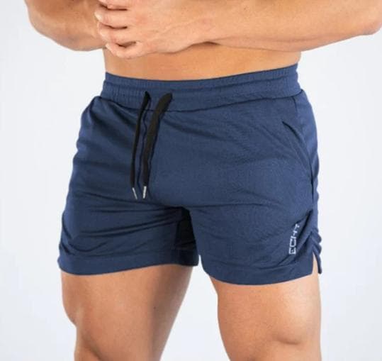 Fitness sports Shorts Man Summer Gyms Workout Male Breathable Mesh shorts Quick Dry Beach Short Pants men Sportswear L navy blue