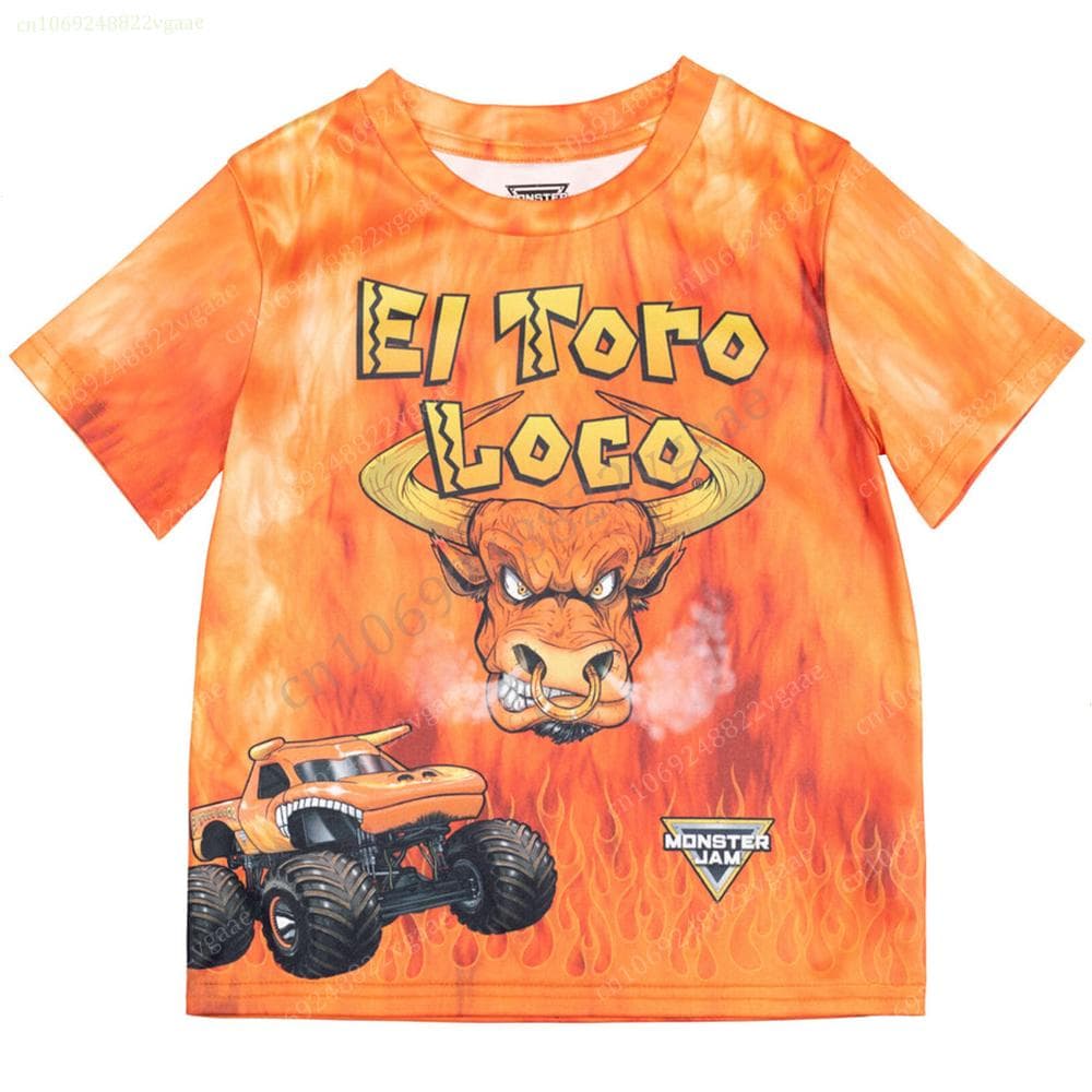 Summer Monster Trcuk T Shirt Kids Men Tee Jam T-shirt Boys Oversized Costume Short Sleeve Tops Women Girls Car Toy 130
