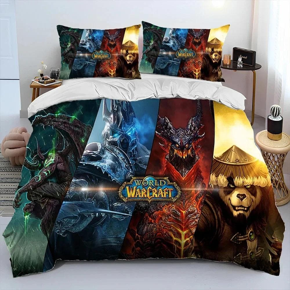 3D Print Game World Warcraft WOW Bedding Set Duvet Cover Bed Set Quilt Cover Pillowcase Comforter king Queen Size Boys Adult AU Single 140x210cm
