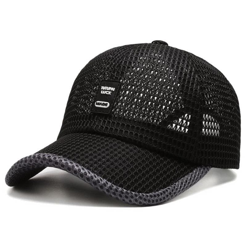Men's Mesh Baseball Cap Breathable Summer Caps Dad Hat Outdoor Fishing Hats Bone Gorras Snapback Trucker Cap Anti-UV Hat Unisex Hat Accessories black